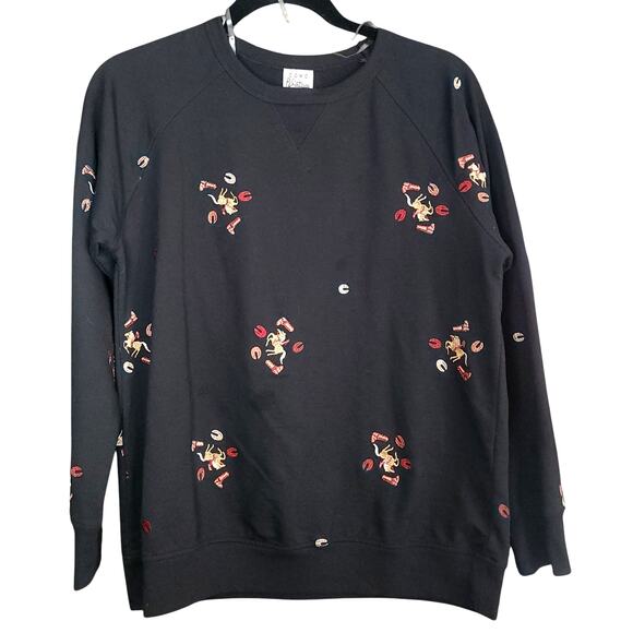 Como Vintage Black Crew Neck Sweater with Red and Yellow Accents - Picture 1 of 6